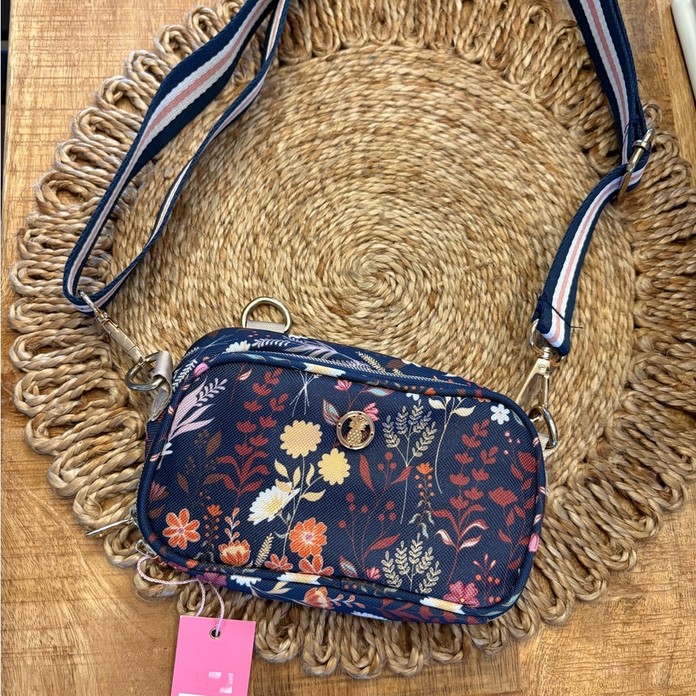 New Simply Southern Floral Crossbody Bag - Navy and Multicolor
